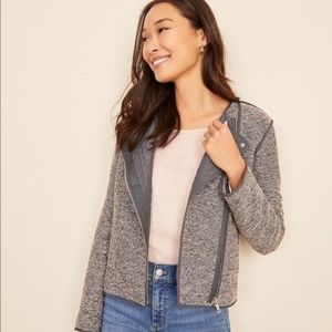 Ann Taylor Quilted Tweed Moto Jacket